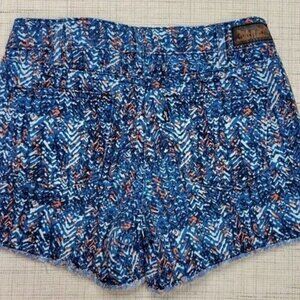 LEVI'S CUT Off Festival Blue Orange Raw Hem Shorts 6